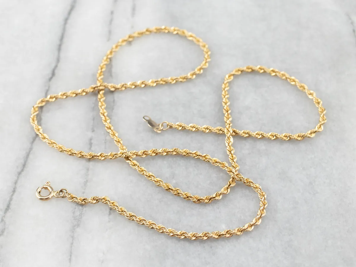 14K Gold Twisted Rope Chain Necklace