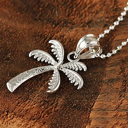 14K White Gold Palm Tree Pendant (S/M) (Chain Sold Separately)