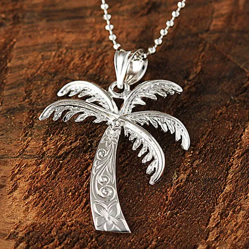 14K White Gold Palm Tree Pendant (S/M) (Chain Sold Separately)