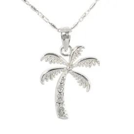 14K White Gold Palm Tree Pendant (S/M) (Chain Sold Separately)