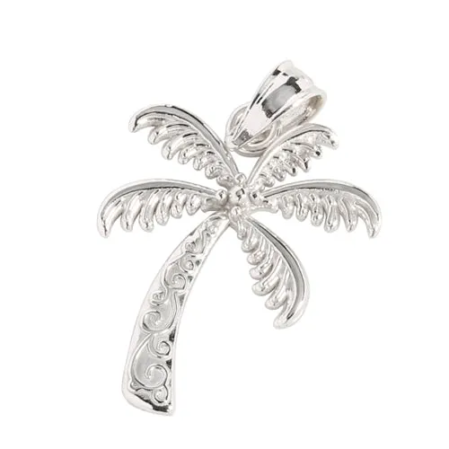 14K White Gold Palm Tree Pendant (S/M) (Chain Sold Separately)