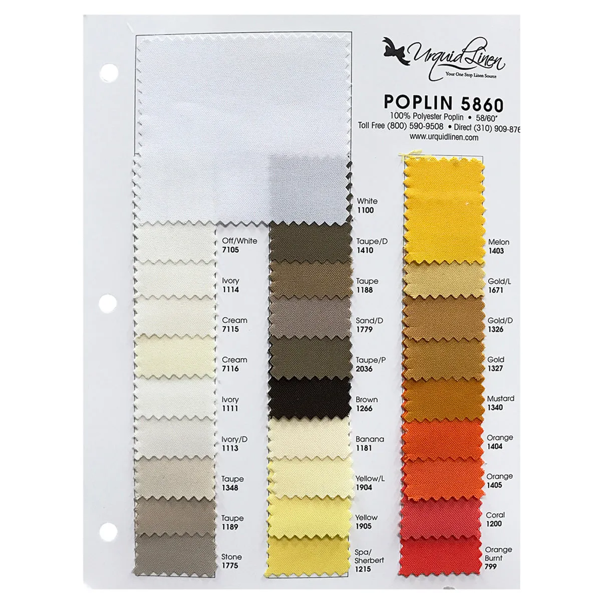 1pc - Premium Poly (Poplin) Table Linen 58"x58" Square - Ivory 1111