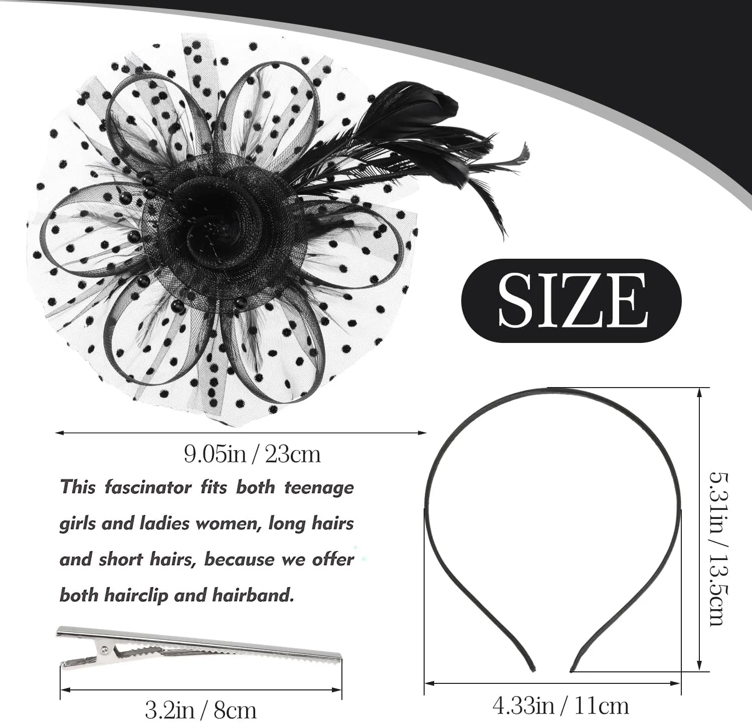 8 PCS Fascinators Hats for Women Tea Party Hat Wedding Mesh Ribbons Cocktail Fancy Flower Feathers Fascinator Clip