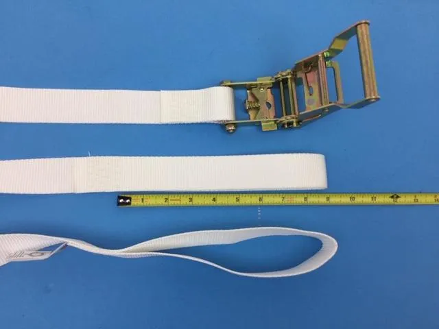 A-1.5x15RLP - 1.5" x 15' White Tent Ratchet Straps with Sewn Loops-BETTER