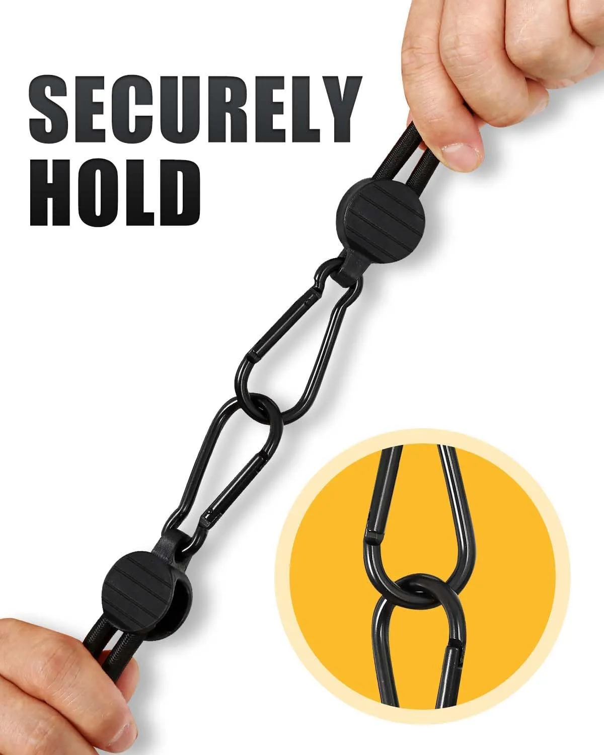 Adjustable Bungee Cords with Hooks, 6 Pack Thick Elastic Straps, Easy to Lengthen and Resecure (7"-48") Strong, Stretchy Tie Downs with Secure Hooks for Cargo, Camping, Tents, Luggage  All-Weather