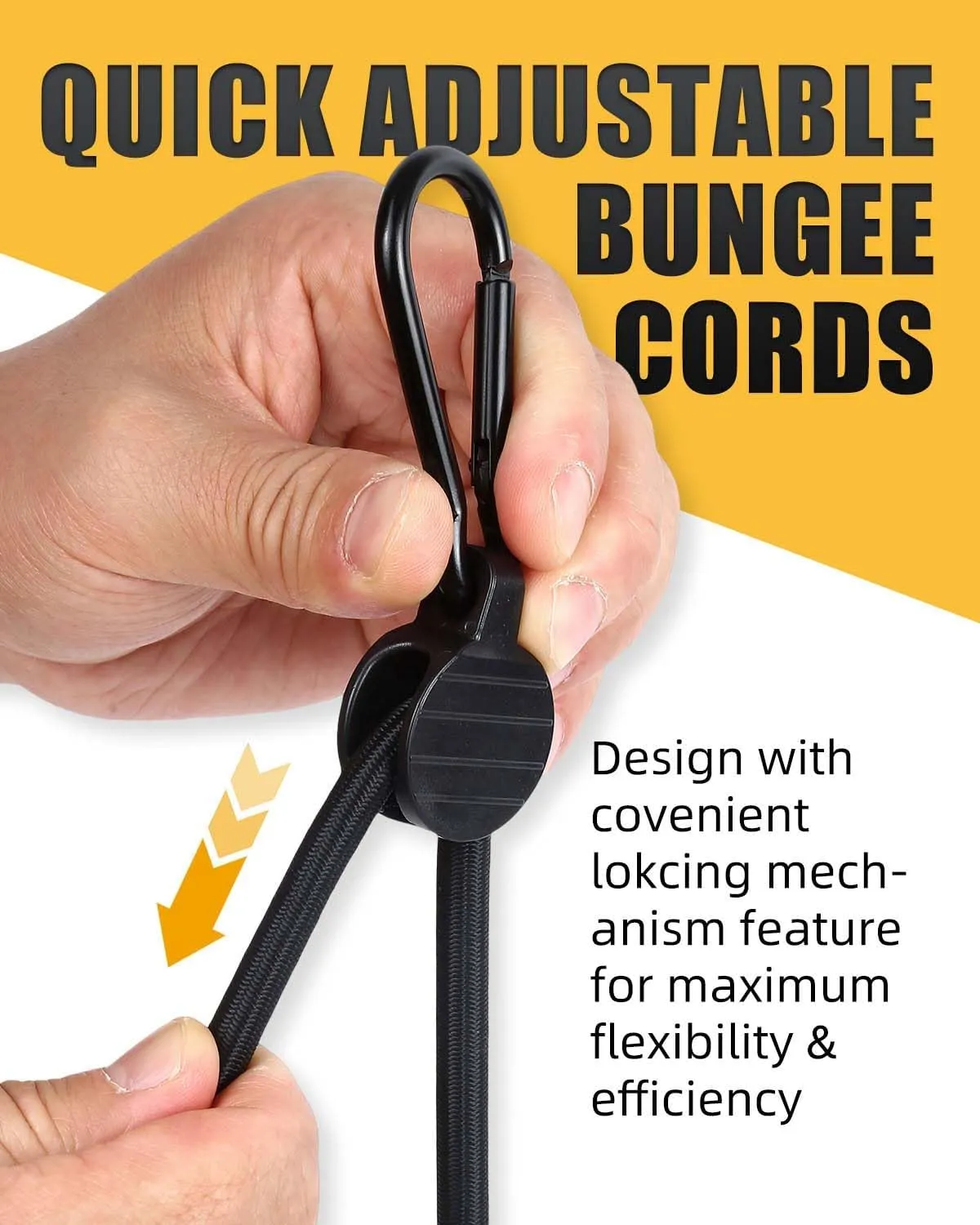 Adjustable Bungee Cords with Hooks, 6 Pack Thick Elastic Straps, Easy to Lengthen and Resecure (7"-48") Strong, Stretchy Tie Downs with Secure Hooks for Cargo, Camping, Tents, Luggage  All-Weather