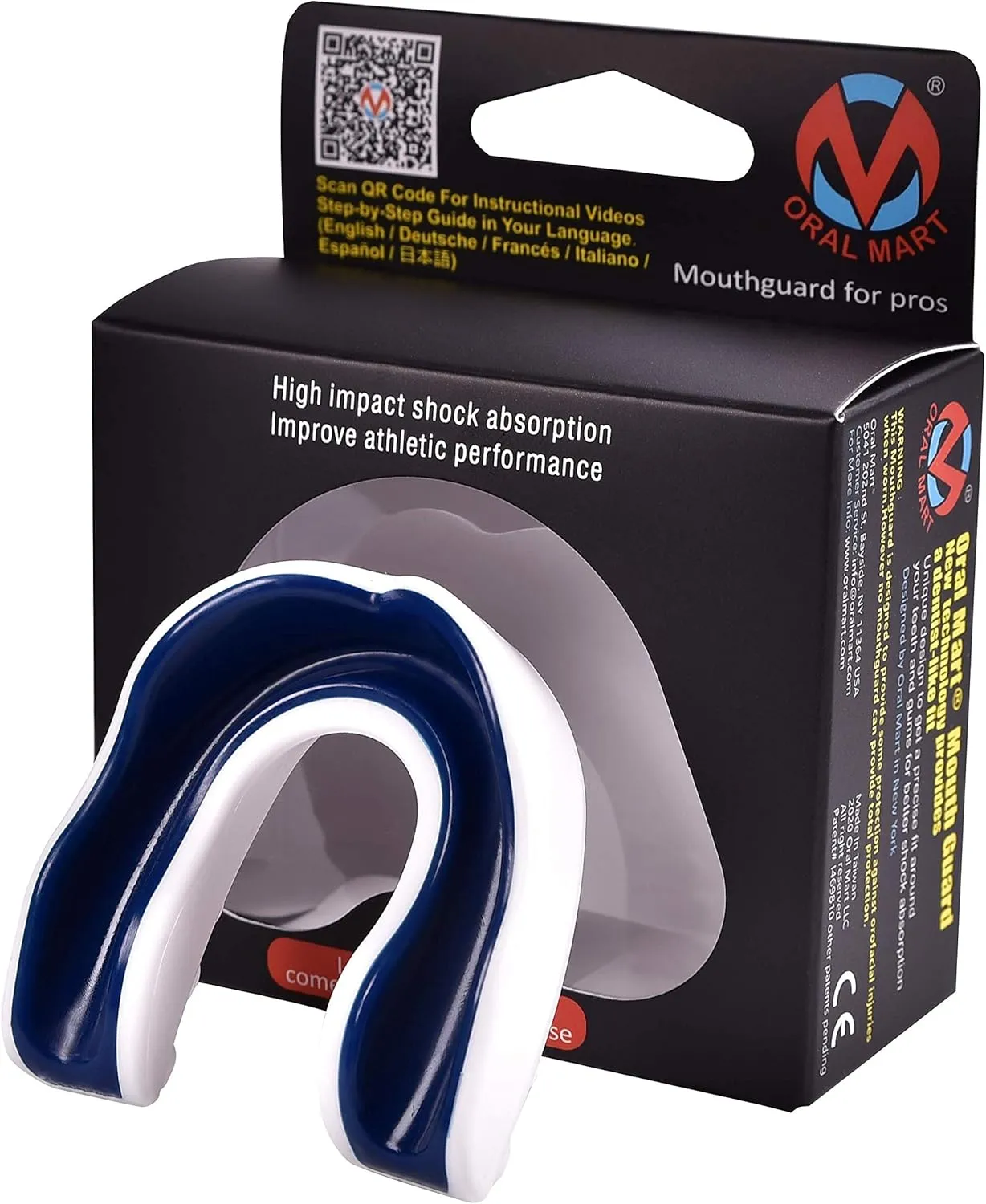 Adult Sports Mouth Guard (USA Flag, Fangs, 15  Colors to Choose from) - Mouthguard for Football, Boxing, Karate, Martial Arts, Rugby, MMA, Sparring, Hockey (Adult, Strapless)