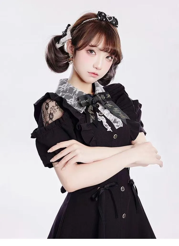 Alice's Japanese Girls' Lace Suit Temperament Personality Short Skirt   Shorts Two-Piece Set