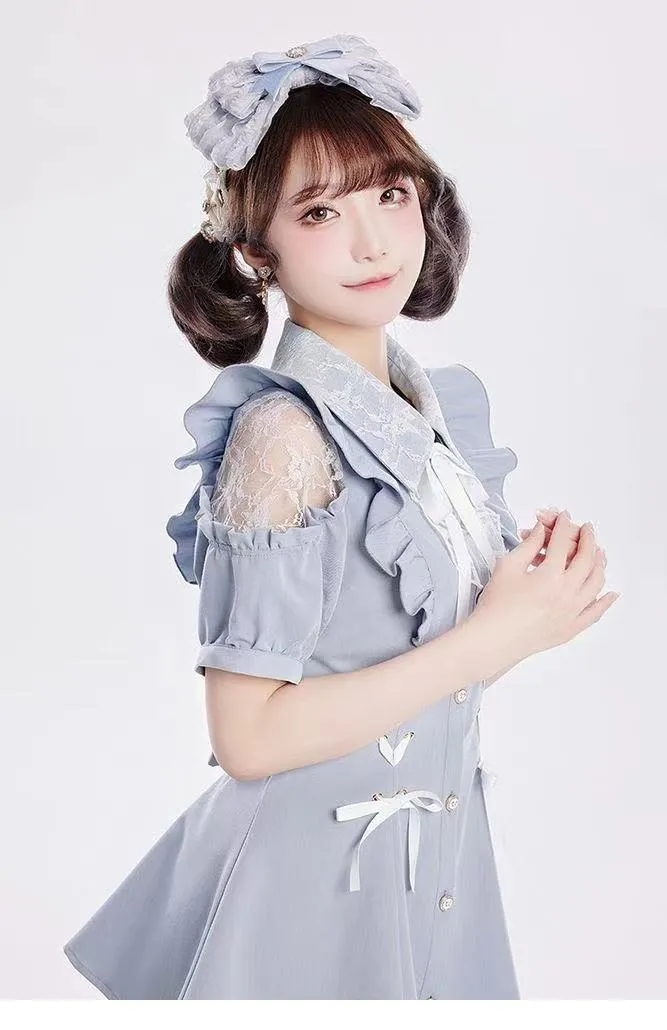 Alice's Japanese Girls' Lace Suit Temperament Personality Short Skirt   Shorts Two-Piece Set