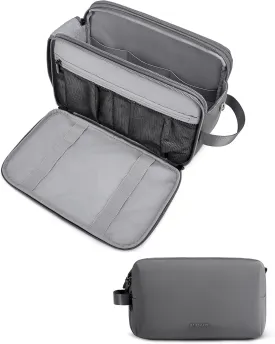 BAGSMART Toiletry Bag for Men, Travel Toiletry Organizer Dopp Kit Water-resistant Shaving Bag for Toiletries Accessories, Door Room Essentials,Grey-large