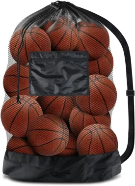 Ball Storage Net Bags, Sports Equipment Organizer for Garage/Outdoor/Pool/Gym/Beach, Drawstring Mesh Bag for Basketball/Football/Soccer/Volleyball/Swimming Gear/Toys