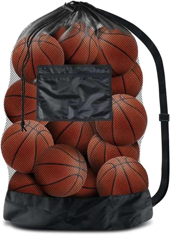 Ball Storage Net Bags, Sports Equipment Organizer for Garage/Outdoor/Pool/Gym/Beach, Drawstring Mesh Bag for Basketball/Football/Soccer/Volleyball/Swimming Gear/Toys