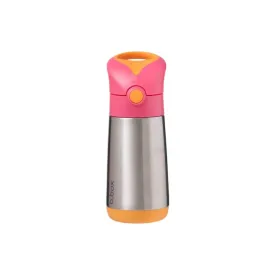 B.Box Insulated Straw Sipper Drink Water Bottle 350ml - Strawberry Shake Pink Orange