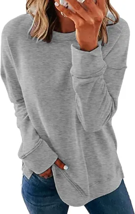 CNFUFEN Womens Casual Crewneck Sweatshirt Long Sleeve Pullover Tops Fall Fashion Clothes