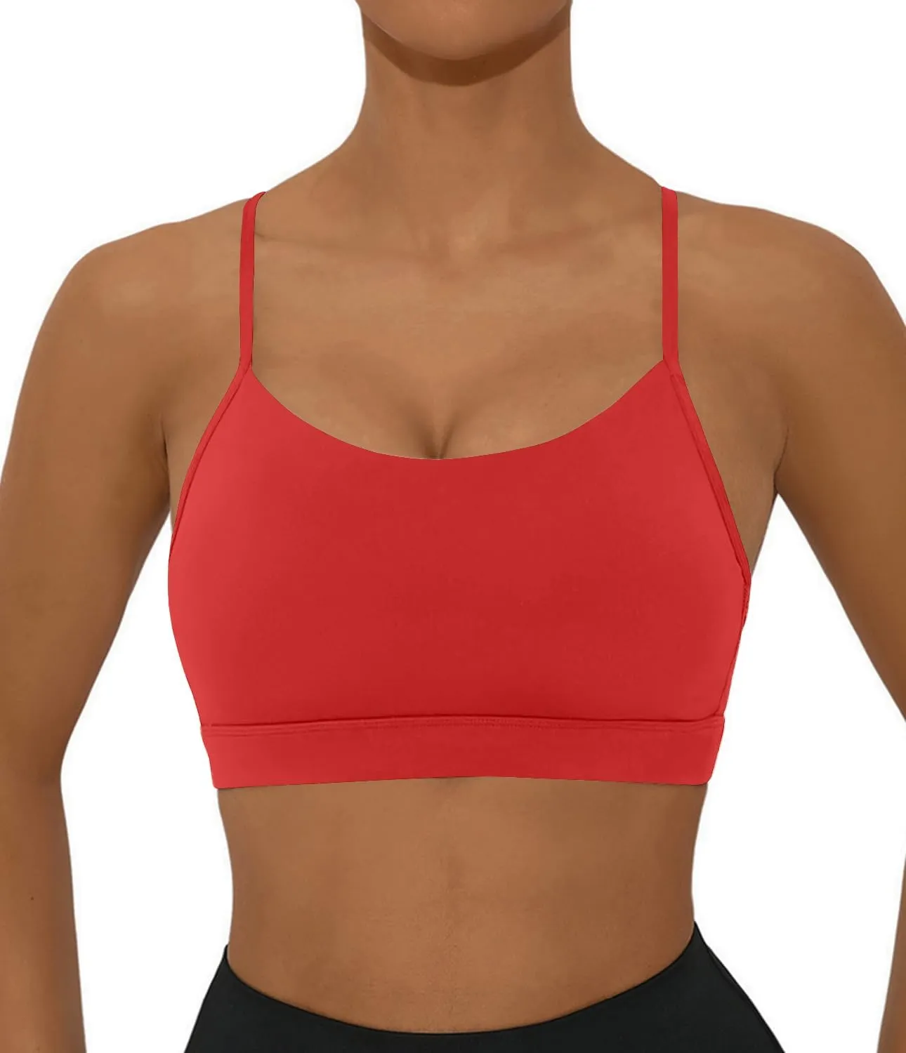 Comper Y Back Sports Bra for Women Low Impact Racerback Workout Bras Sexy Thin Straps Yoga Bras with Removable Pads