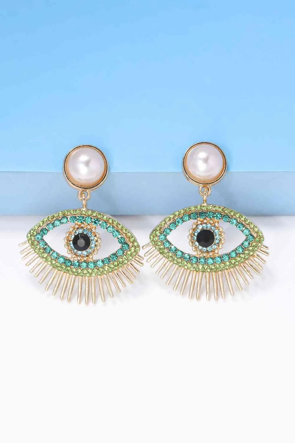 Evil Eye Shape Rhinestone Zinc Alloy Synthetic Dangle Earrings