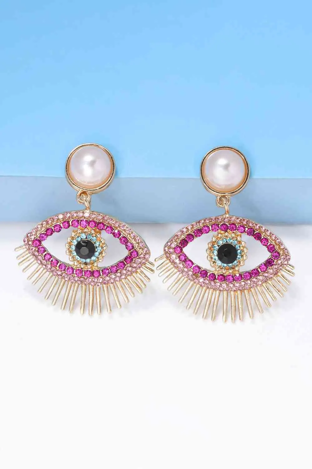 Evil Eye Shape Rhinestone Zinc Alloy Synthetic Dangle Earrings