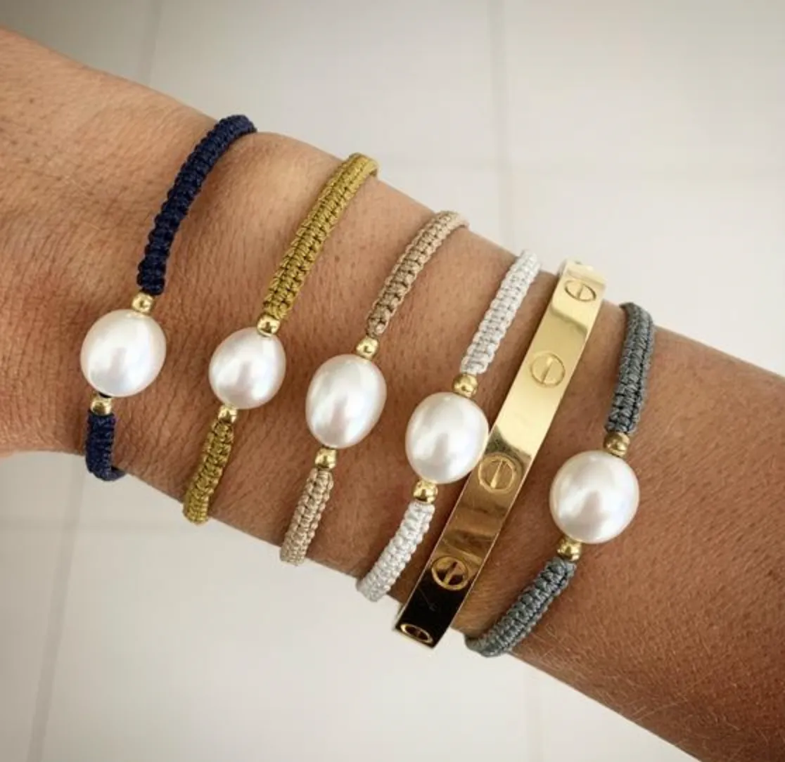 Fairley Pearl Rope Bracelet Navy