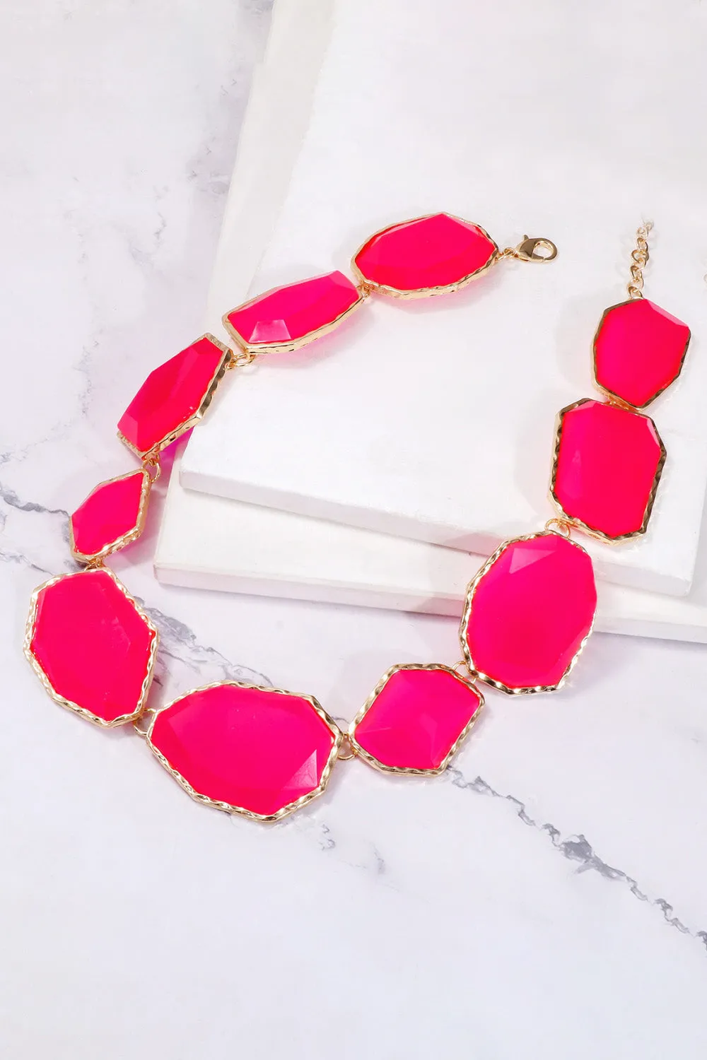 Geometrical Shape Zinc Alloy Frame Resin Bracelet