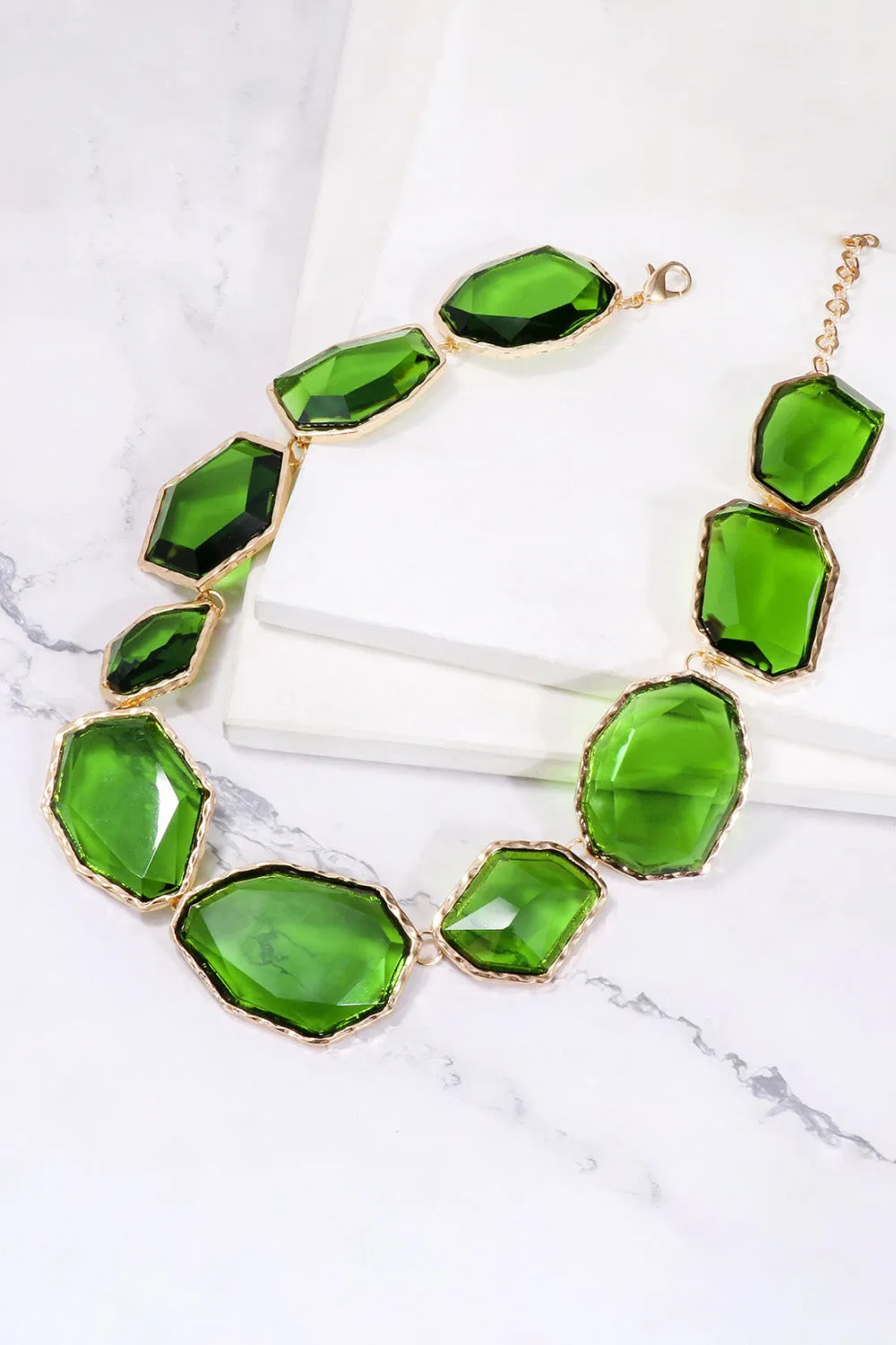 Geometrical Shape Zinc Alloy Frame Resin Bracelet