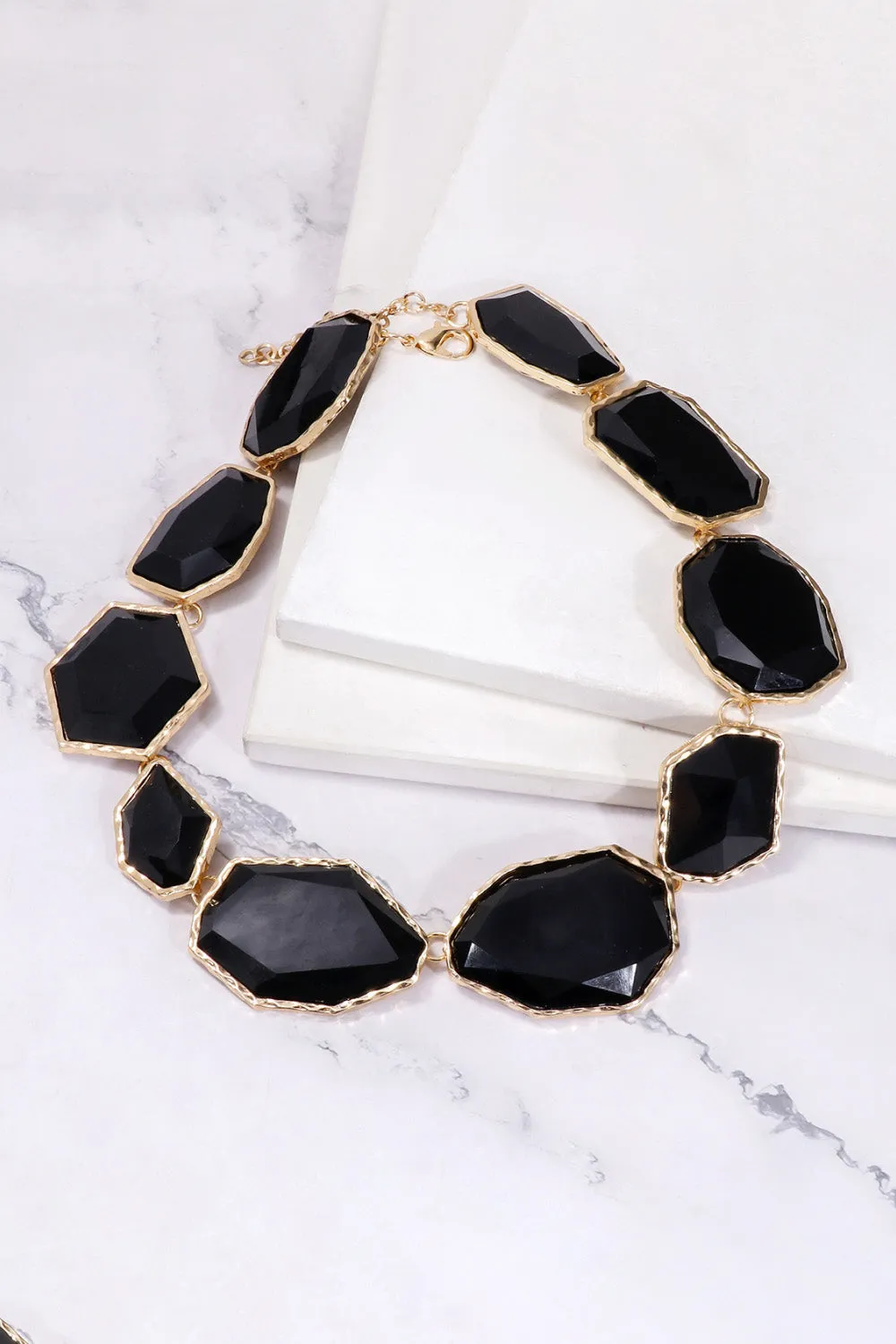 Geometrical Shape Zinc Alloy Frame Resin Bracelet