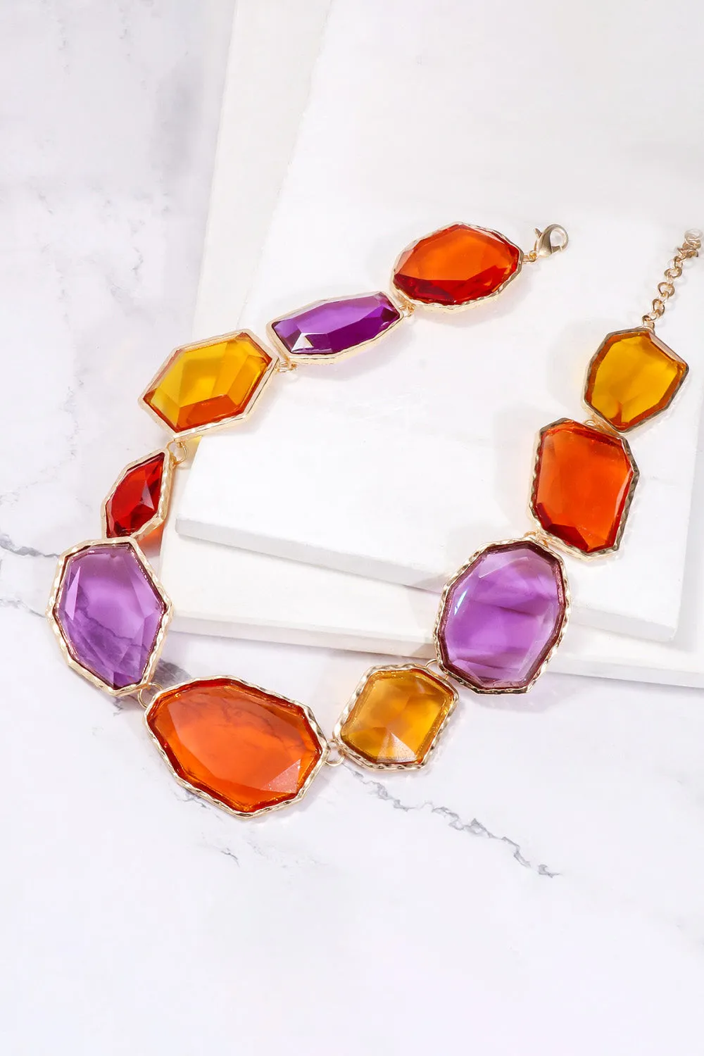 Geometrical Shape Zinc Alloy Frame Resin Bracelet