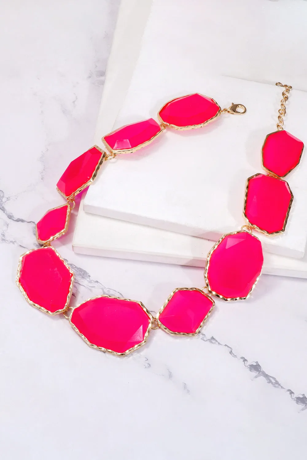 Geometrical Shape Zinc Alloy Frame Resin Bracelet