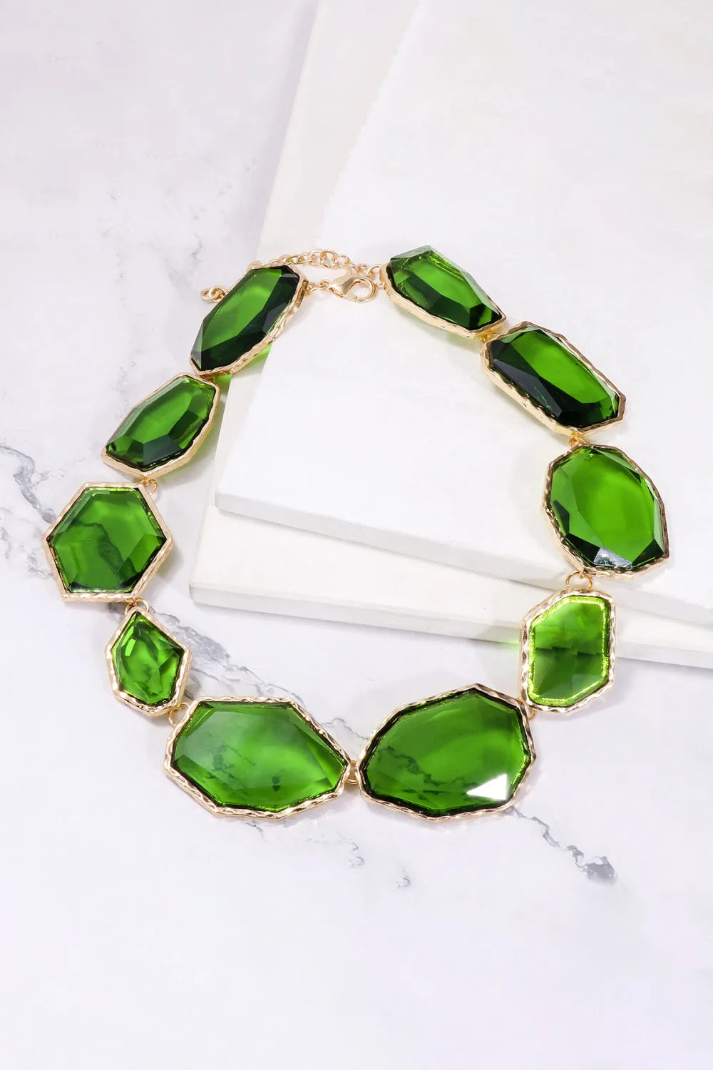 Geometrical Shape Zinc Alloy Frame Resin Bracelet