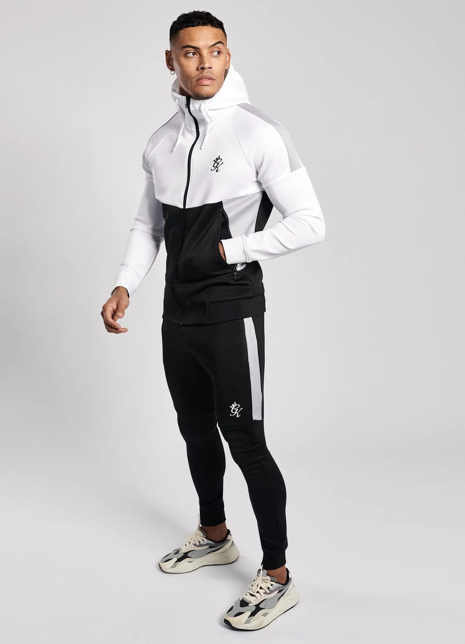 Gym King Chiba Poly Tracksuit Bottoms - Black/Grey Marl