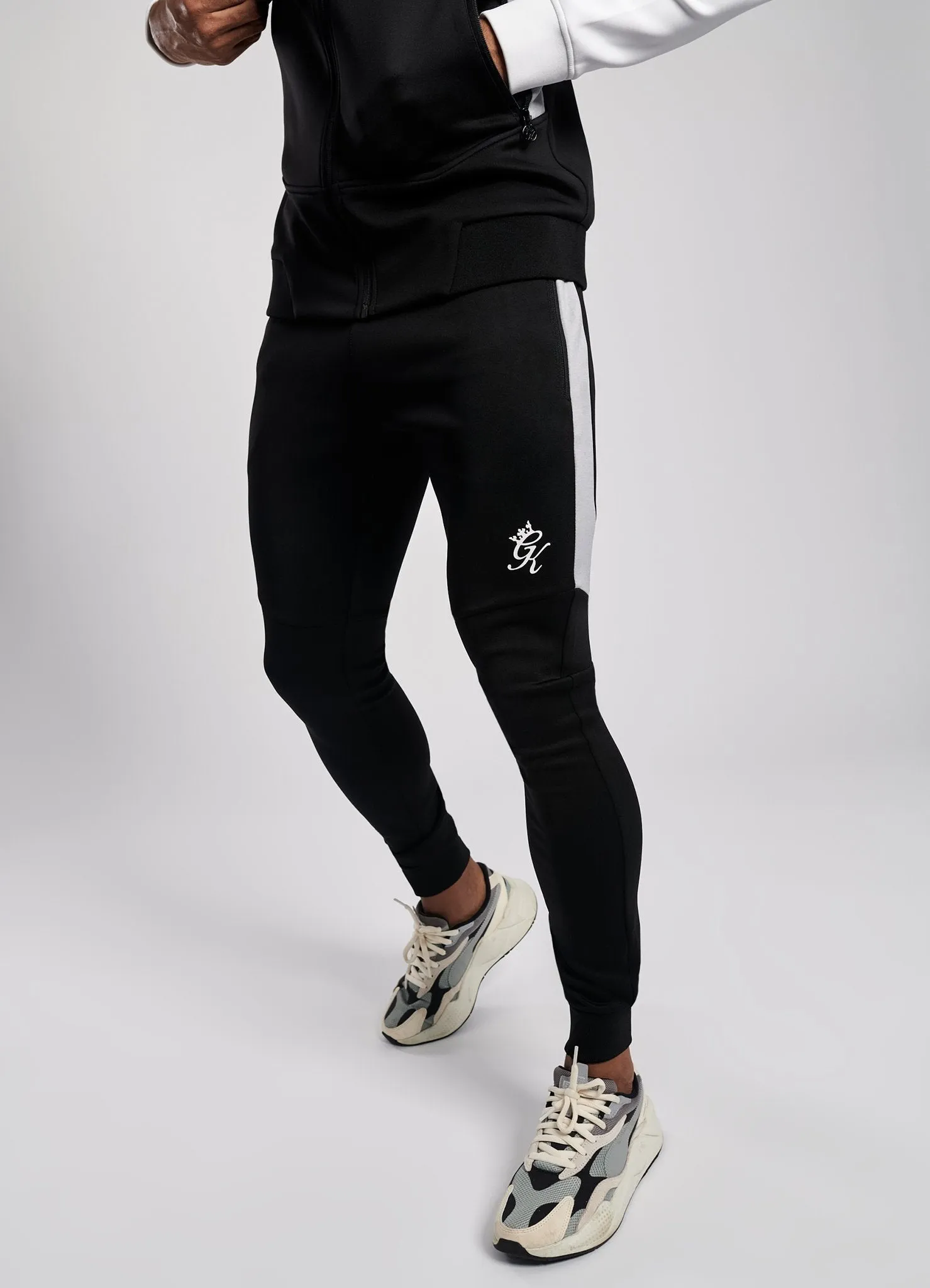 Gym King Chiba Poly Tracksuit Bottoms - Black/Grey Marl