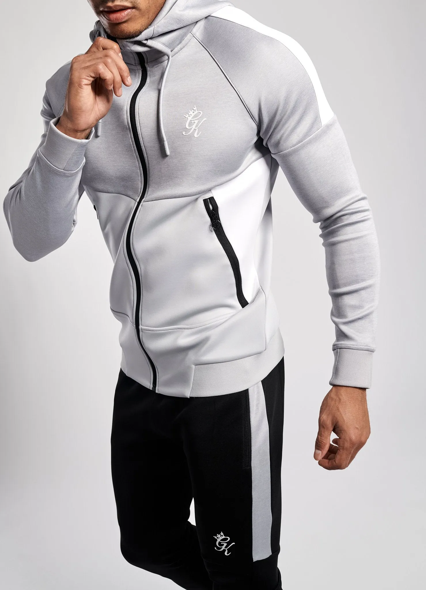 Gym King Chiba Poly Tracksuit Bottoms - Black/Grey Marl