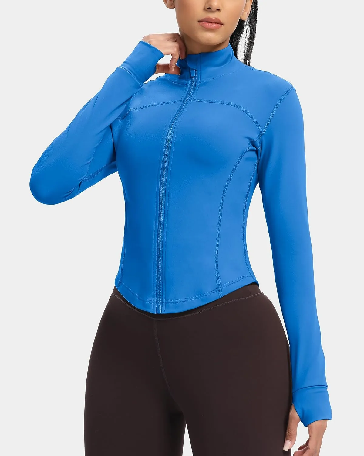 GYM RAINBOW Womens Zip Up Workout Jakcets Lightweight Slim Fit Running Athletic Jackets with Thumb Holes