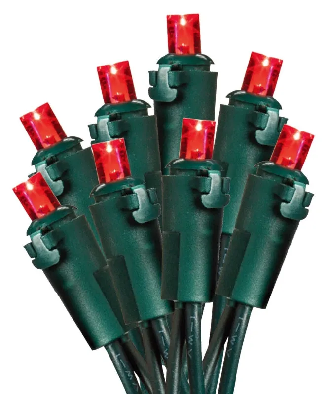 Hometown Holidays U15E302D Light Set, Christmas, 120 V, 4.8 W, 70-Lamp, LED Lamp, Red Lamp, 18.58 ft L :EA: QUANTITY: 12