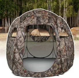 Hunting Blind 1-3 Person See Through Quick Set Pop up Ground Blinds for Deer Turkey Duck Hunting, Bow Hunting Adjust Windows with Silent Zipper