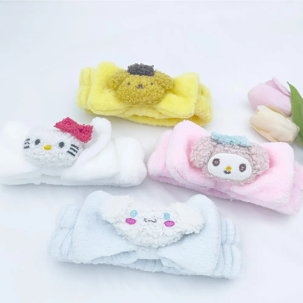 Kawaii Spa Headband, Cute Headband for Women Facial Makeup, Washing, Party, Soft Microfiber Coral Skincare Shower Fluffy Towel Headbands Hair Band for Girls