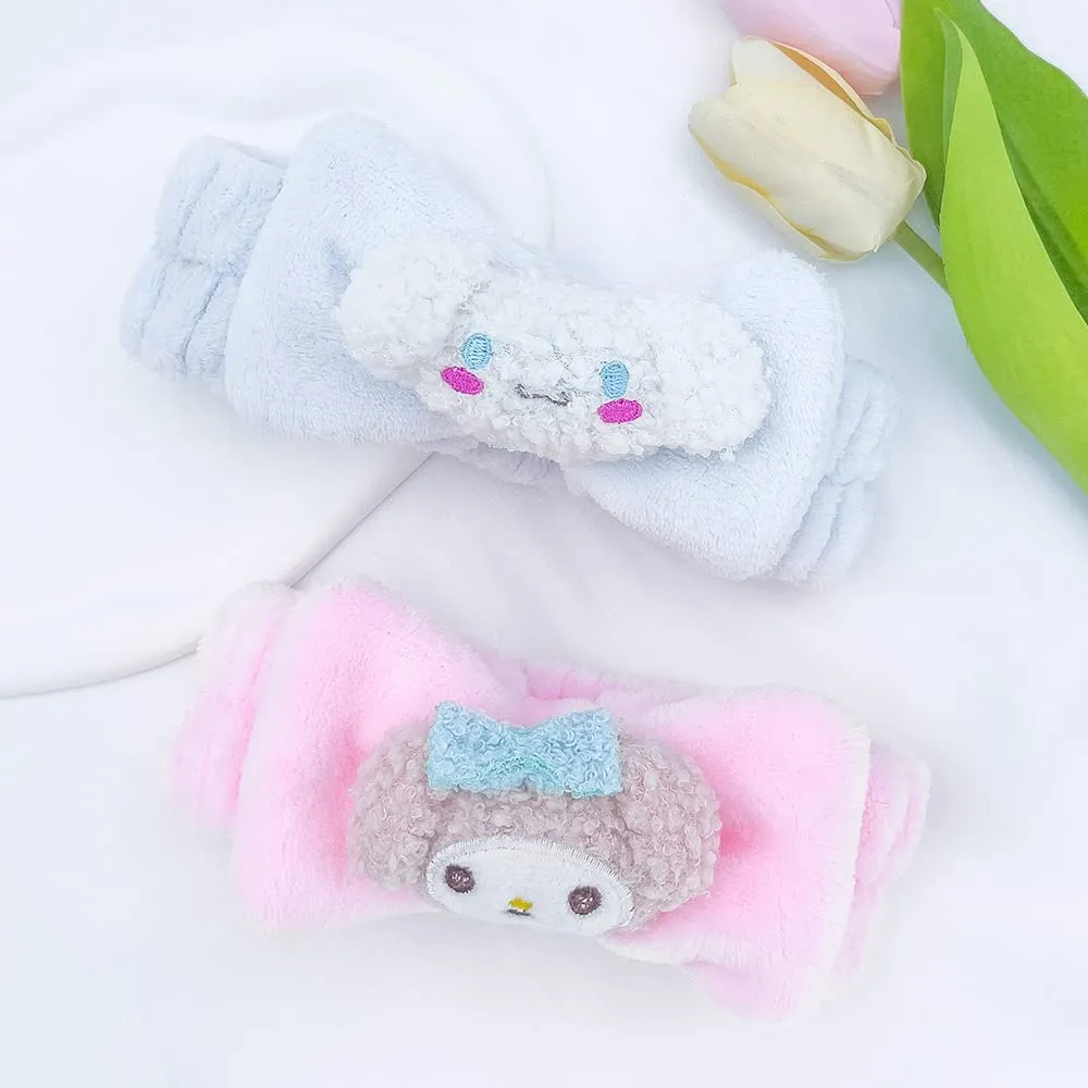 Kawaii Spa Headband, Cute Headband for Women Facial Makeup, Washing, Party, Soft Microfiber Coral Skincare Shower Fluffy Towel Headbands Hair Band for Girls