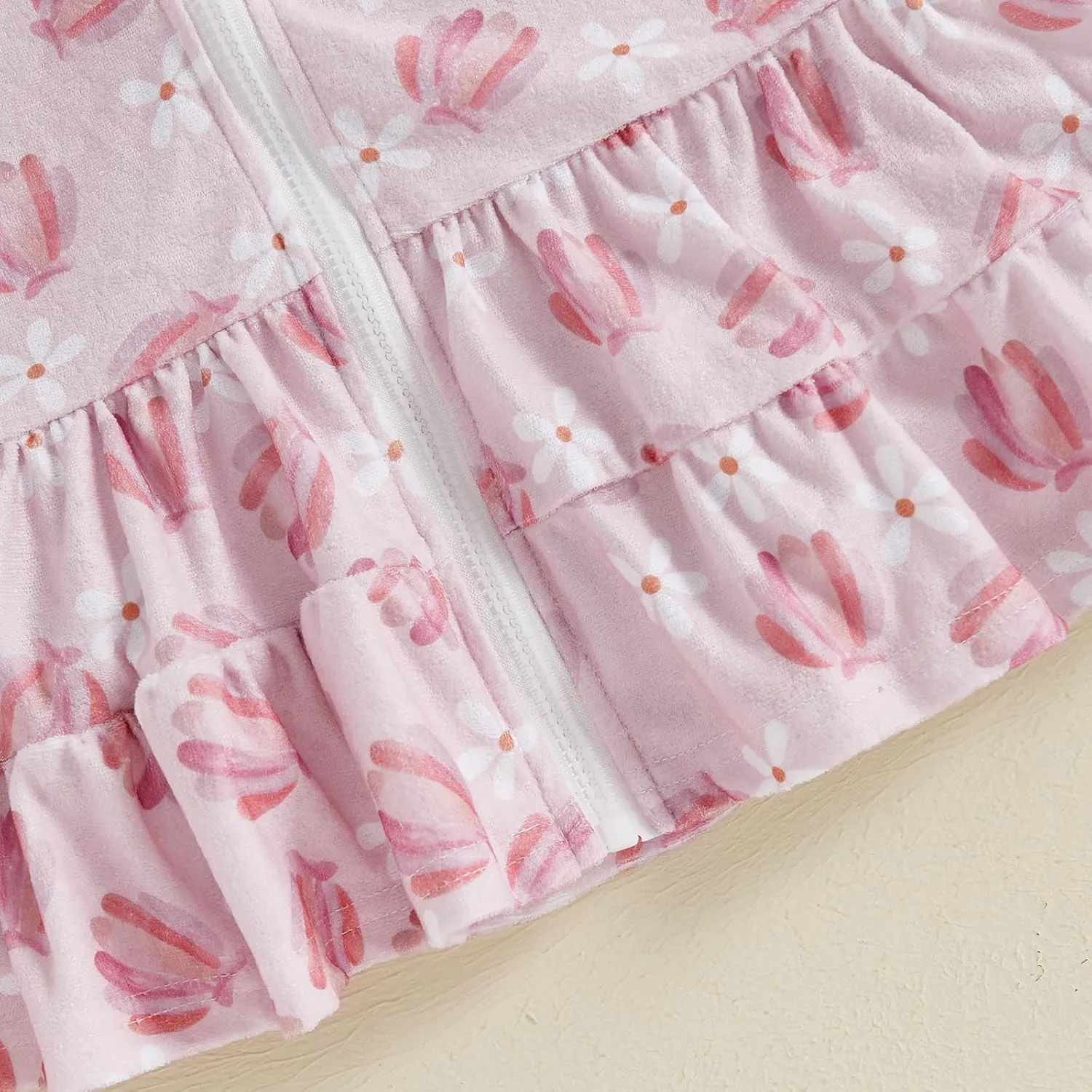 Kids Hooded Terry Swim Cover Up for Girl Swimsuit Summer Zip Ruffle Dress Long Sleeve Floral Towel Coverup Swimwear