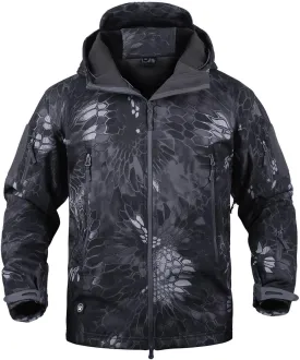 Men's Softshell Jacket Waterproof Fleece Hooded Outdoor Hunting Coat