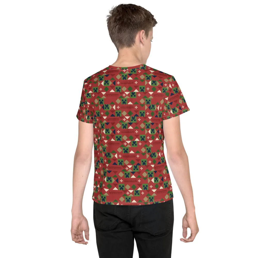 Minecraft Holiday Creeper Pattern Kids T-Shirt