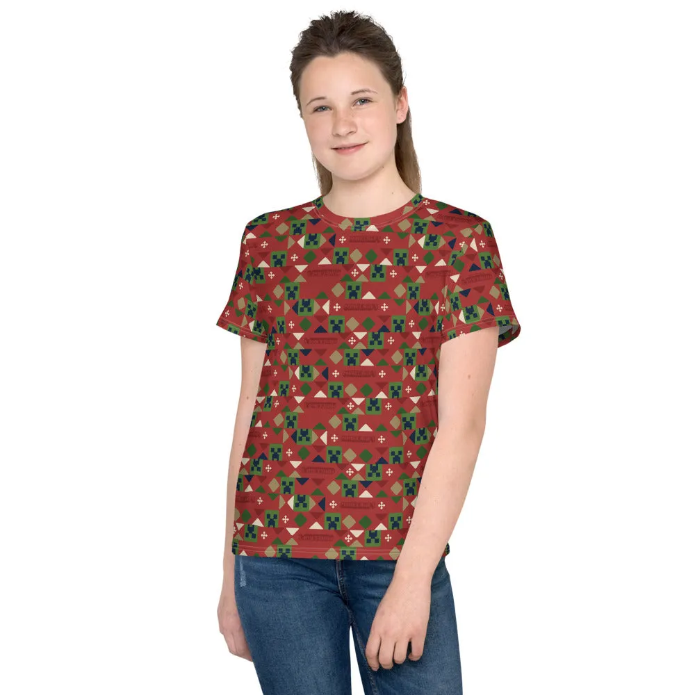 Minecraft Holiday Creeper Pattern Kids T-Shirt
