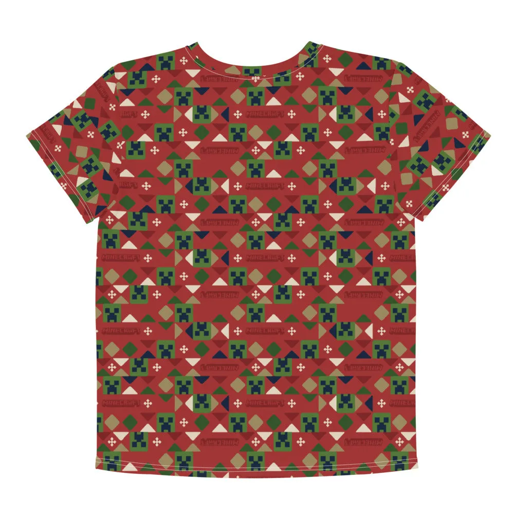 Minecraft Holiday Creeper Pattern Kids T-Shirt
