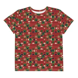 Minecraft Holiday Creeper Pattern Kids T-Shirt