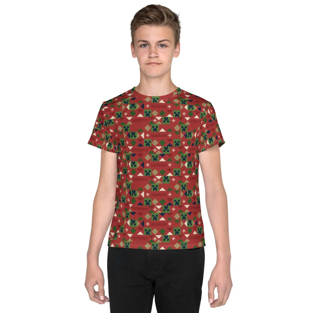 Minecraft Holiday Creeper Pattern Kids T-Shirt