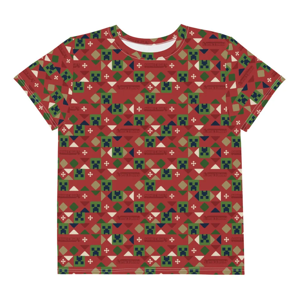 Minecraft Holiday Creeper Pattern Kids T-Shirt