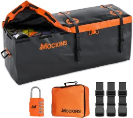 Mockins 16 Cu.Ft. Trailer Hitch Cargo Carrier Bag | 58"x20"x24" All-Weather Waterproof Cargo Bag for Hitch Carrier | Abrasion-Resistant Vinyl Truck Bed Storage Set w/Straps, Combo Lock, & Carry Case