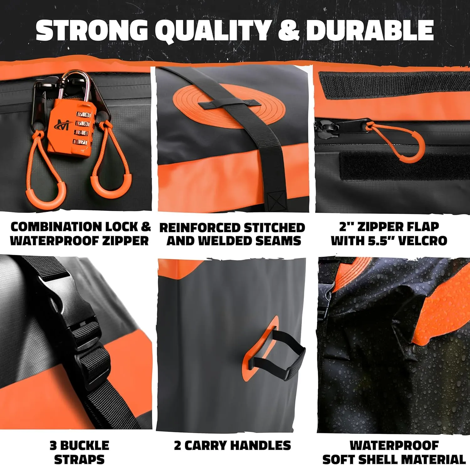 Mockins 16 Cu.Ft. Trailer Hitch Cargo Carrier Bag | 58"x20"x24" All-Weather Waterproof Cargo Bag for Hitch Carrier | Abrasion-Resistant Vinyl Truck Bed Storage Set w/Straps, Combo Lock, & Carry Case