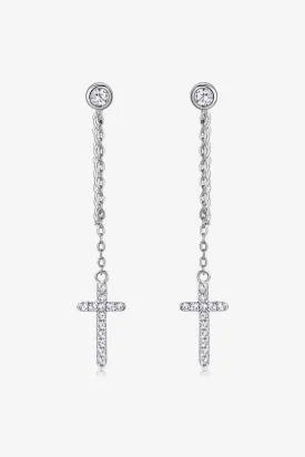 Moissanite 925 Sterling Silver Cross Earrings