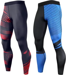 OEBLD Compression Pants Men UV Blocking Running Tights 1 or 2 Pack Gym Yoga Leggings for Athletic Workout