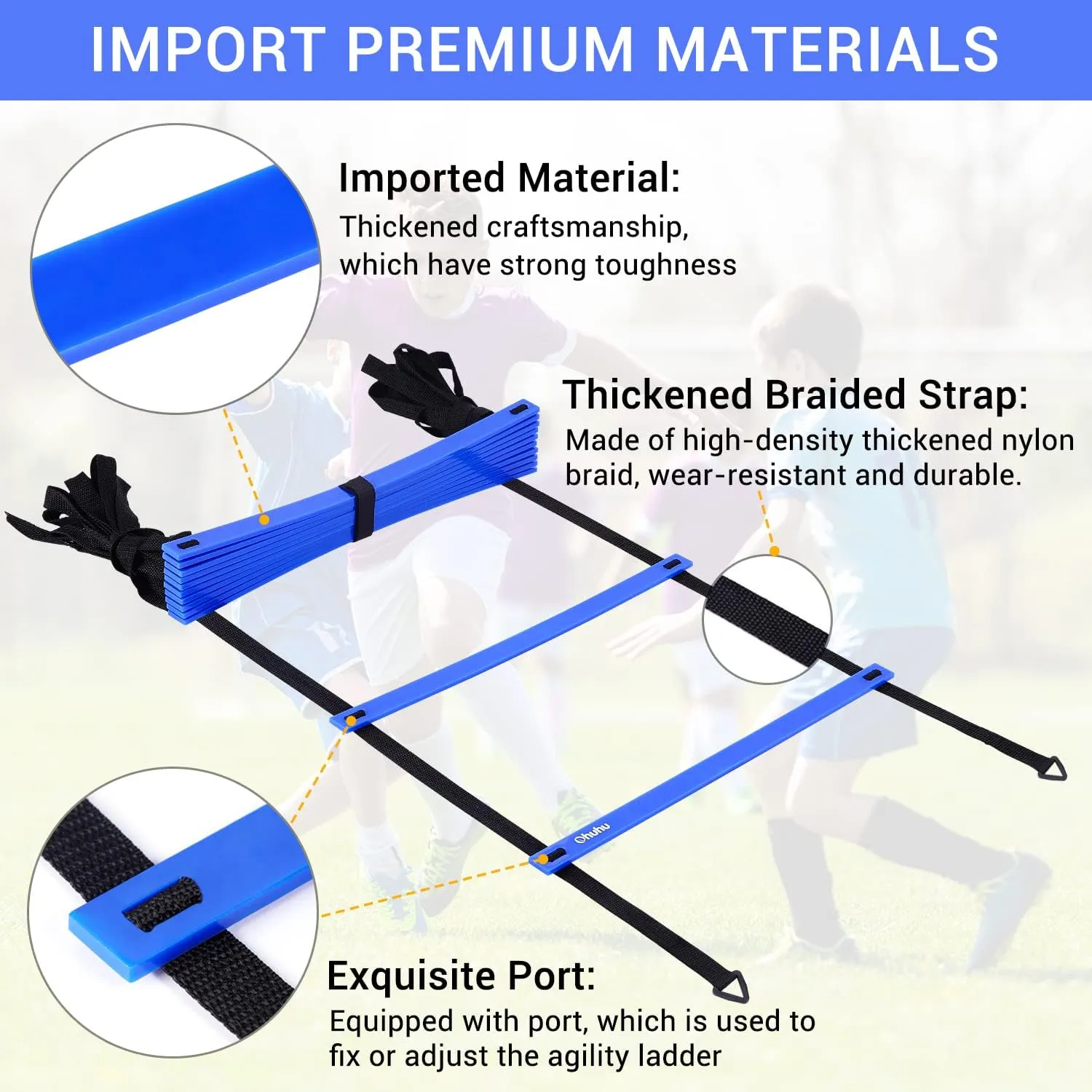 Ohuhu Agility Ladder Speed Training Set 12 Rung 20ft Exercise Ladders with Ground Stakes for Soccer Football Boxing Footwork Sports Fitness Training Ladder with Carry Bag