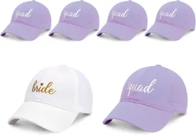 PartyGifts&beyond 6Packs Bachelorette Hat Bridesmaid Hat Bachelorette Party Favors Embroidered Bride Squad Baseball Cap